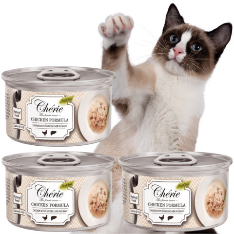 CHERIE Mieszanka kurczaka i wątróbki - mokra karma dla kota - 3x80g - Galeria zdjęcie 1