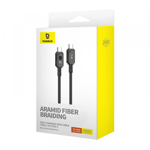 Kabel Baseus Unbreakable Typ C-Typ C 100W 2m (czarny) - Galeria zdjęcie 7