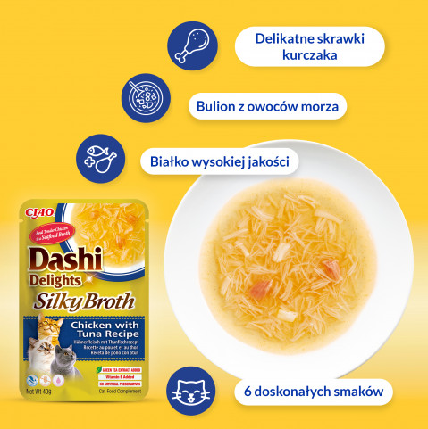 INABA CAT Dashi Delights Silky Broth Chicken with Tuna - przysmak dla kota - 4x40g + GRATIS - Galeria zdjęcie 7