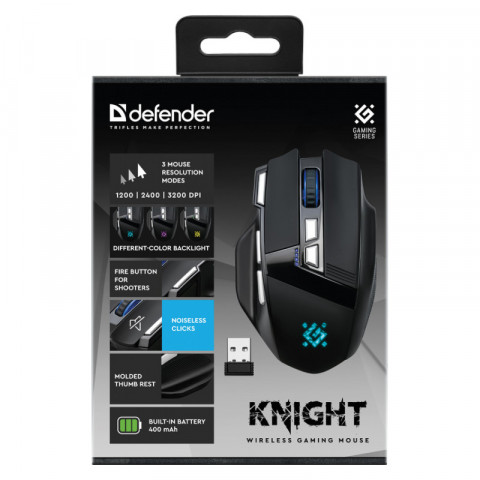 DEFENDER MYSZ GM-885 KNIGHT RF BEZPRZEWODOWA 3200dpi 8P CZARNA - Galeria zdjęcie 7