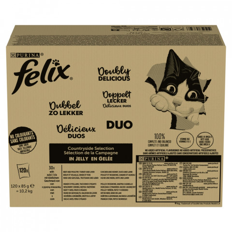 PURINA Felix Fantastic Duo Mix Wiejskie smaki - mokra karma dla kota - 120x85g - Galeria zdjęcie 1