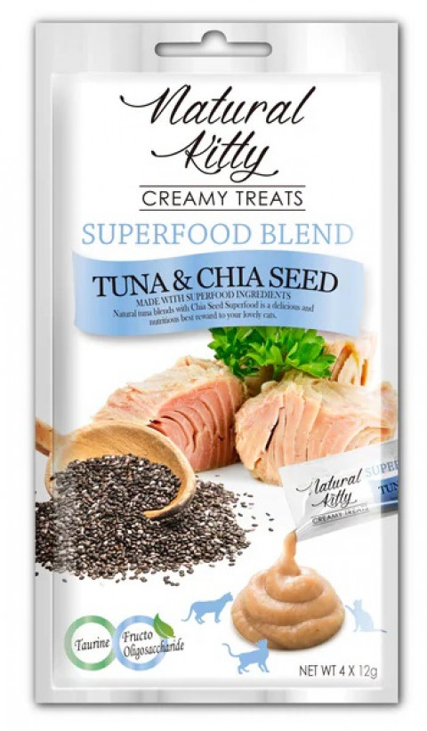 NATURAL KITTY Superfood Blend Tuńczyk z nasionami chia - przysmak dla kota - 4 x 12g - Galeria zdjęcie 1