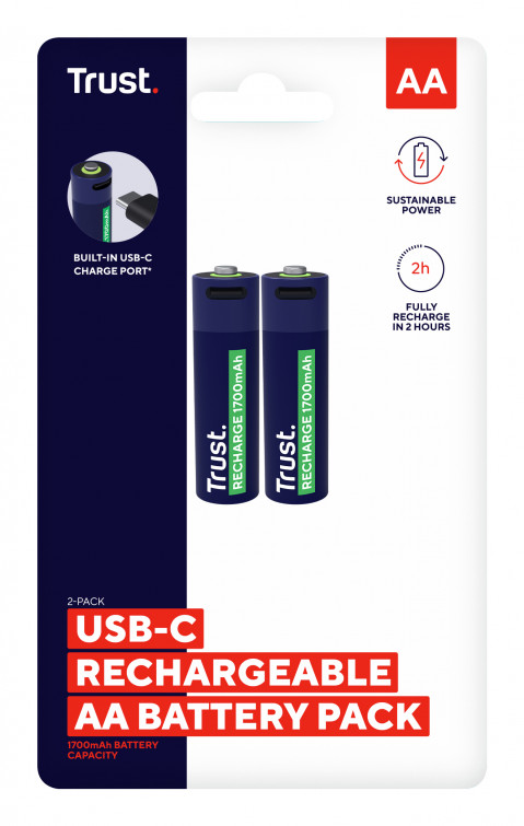 Baterie AA Trust USB-C RECHARGEABLE BATTERIES 2P (25584) - Galeria zdjęcie 5
