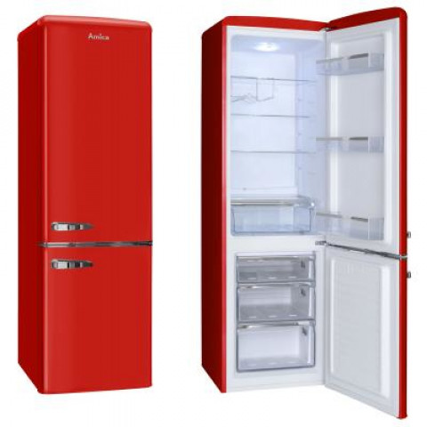 Lodówka AMICA Retro FK2965.3RAA (550mm x 1810mm x 615 mm; 181 l; Klasa A++; kolor czerwony) - Galeria zdjęcie 1