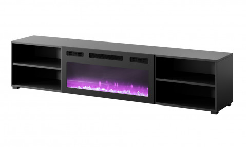 Szafka RTV POLO 180x33x39 czarny + kominek czarny - Galeria zdjęcie 1