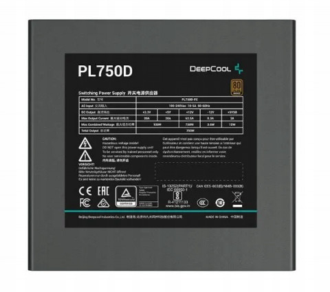 Zasilacz DeepCool PL750-D 750W 80 Plus Bronze (R-PL750D-FC0B-EU-V2) - Galeria zdjęcie 2