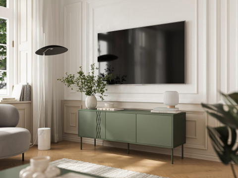 Szafka RTV 3D TRESSE 150x40x55 zieleń mat - Galeria zdjęcie 3
