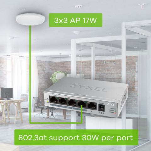 Switch Zyxel GS1005-HP 5p PoE (PoE+: 4) 60W Unmanaged Gigabit - Galeria zdjęcie 5