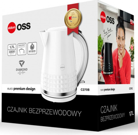 ELDOM CZAJNIK OSS,POJ.1,7 L,MOC 2150 W,BIAŁY C270B - Galeria zdjęcie 4