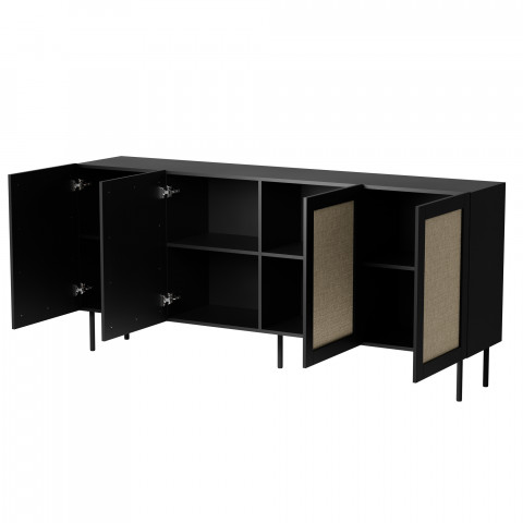 Komoda JUTA 4D 202x39,5x85 czarny + linol calabria - Galeria zdjęcie 2