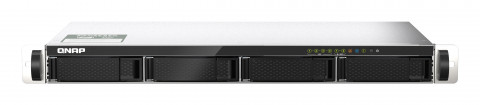 Qnap TS-435XeU-4G, 1U, 4 x 2.5"/3.5" SATA , Marvell Octeon TX2 CN9130 / CN9131 quad-core, 4GB DDR4 SODIMM (Max. 32GB), 2 x 10GbE SFP+, 2 x 2.5GbE, Single PSU (not upgradeable to RP) - Galeria zdjęcie 1