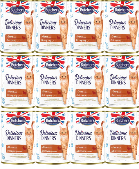 BUTCHER'S Delicious Dinners Kawałki z dziczyzną w galaretce - mokra karma dla kota - 12x400g - Galeria zdjęcie 1