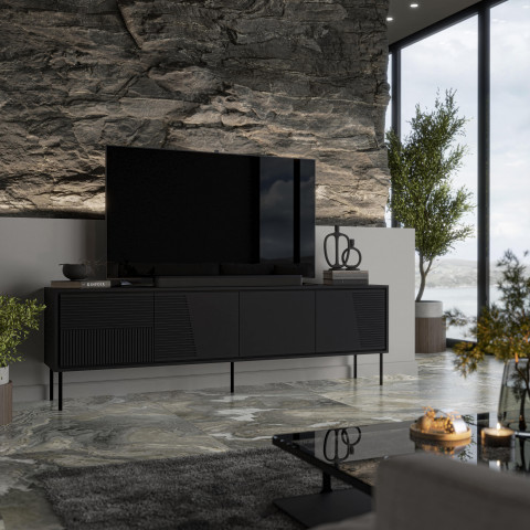 Szafka RTV ABI 4D 200x38x62 czarny mat - Galeria zdjęcie 3