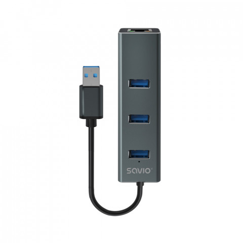SAVIO AK-58 3-PORTOWY HUB USB-A Z ADAPTEREM RJ-45 - Galeria zdjęcie 2