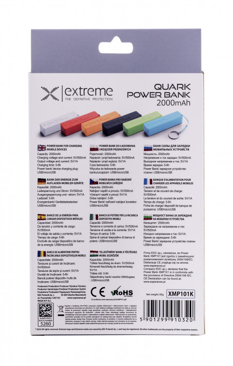 ESPERANZA POWER BANK 2000MAH QUARK CZARNY XMP101K - Galeria zdjęcie 8