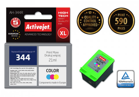 Activejet AH-344R Tusz do drukarki HP, Zamiennik HP 344 C9363EE; Premium; 21 ml; kolor. - Galeria zdjęcie 2