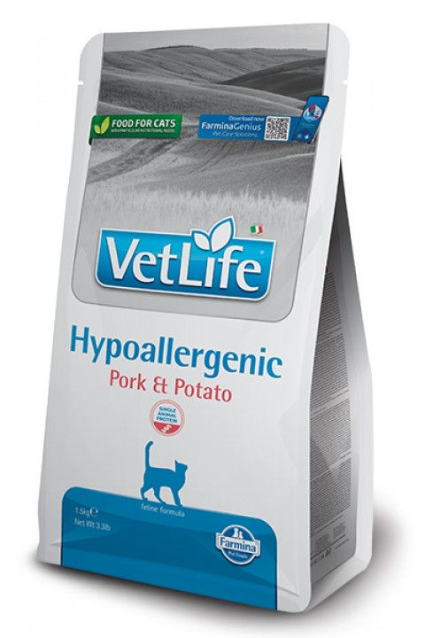 FARMINA VET Life Hypoallergenic Feline Pork & Potato - sucha karma dla kota - 1,5 kg - Galeria zdjęcie 1