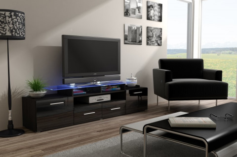 Szafka RTV EVORA 200 wenge/czarny połysk - Galeria zdjęcie 1