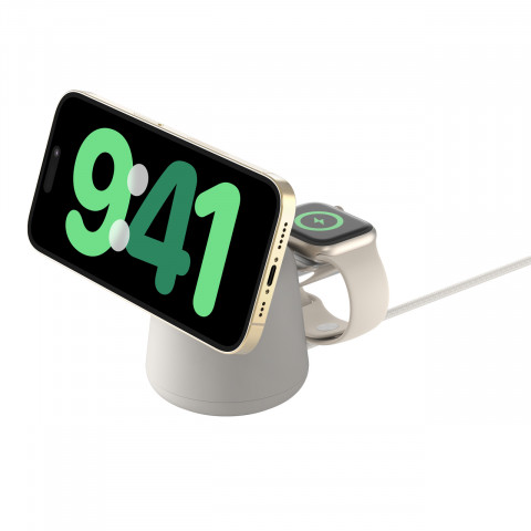 Ładowarka bezprzewodowa Belkin BoostCharge Pro 2-in-1 Wireless Charging Dock with MagSafe iPhone/Apple Watch 15W Sand - Galeria zdjęcie 2