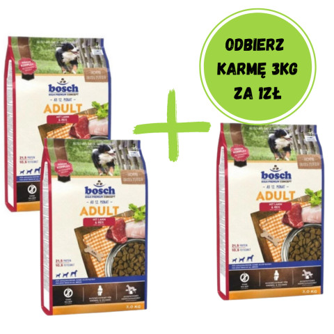 BOSCH Adult Lamb & Rice - sucha karma dla psa 2x3kg + 3kg ODBIERZ ZA 1 ZŁ - Galeria zdjęcie 1