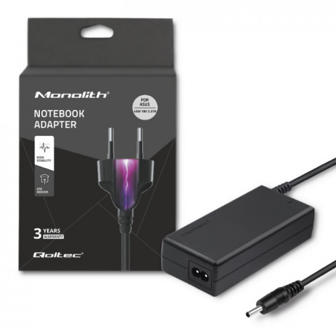 Zasilacz do notebooka Qoltec 51508.45W (19V 45W) Czarny - Galeria zdjęcie 1