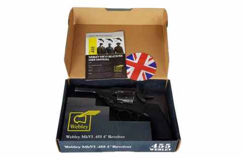 Rewolwer WEBLEY MKVI .455 Police kal.5,5 mm Diabolo łuski 6-strzał. lufa 4" CO2 Battlefield Ekp do17J - Galeria zdjęcie 8