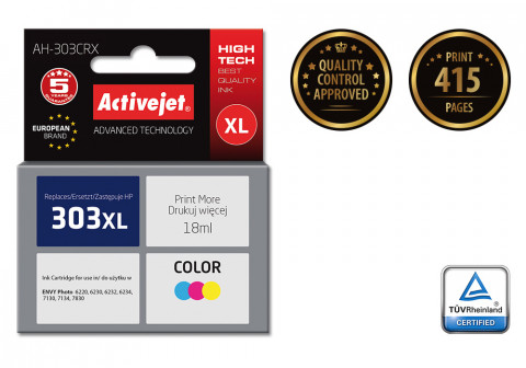 Activejet AH-303CRX Tusz do drukarki HP; zamiennik 303XL T6N03AE; Premium; 18ml; kolor. - Galeria zdjęcie 2