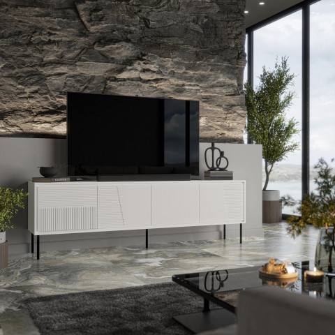 Szafka RTV ABI 4D 200x38x62 biały mat - Galeria zdjęcie 3
