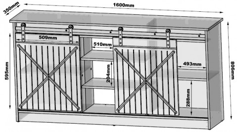 Komoda 160x80x35 GRANERO biały/biały połysk - Galeria zdjęcie 7
