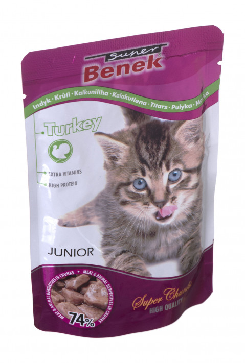 CERTECH Super Benek Junior z kawałkami indyka w sosie - mokra karma dla kota - saszetka 100 g - Galeria zdjęcie 1