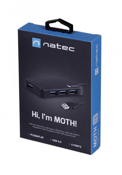NATEC HUB USB 3.0 MOTH (4-PORTY, CZARNY) - Galeria zdjęcie 3