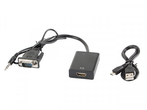 LANBERG ADAPTER VGA(F)+AUDIO JACK 3.5MM->HDMI(M) - Galeria zdjęcie 1