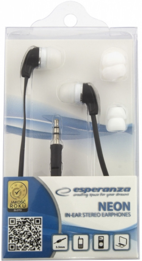 ESPERANZA SŁUCHAWKI DOUSZNE AUDIO STEREO EH147K NEON CZARNE - Galeria zdjęcie 2