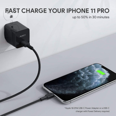 AUKEY CB-CL03 NYLONOWY KABEL USB C-LIGHTNING 2M PD - Galeria zdjęcie 10