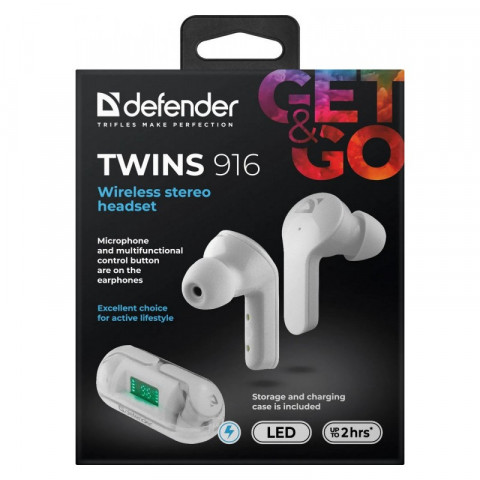 DEFENDER SŁUCHAWKI BLUETOOTH TWINS 916 BIAŁE - Galeria zdjęcie 11
