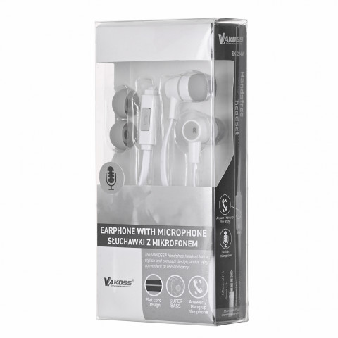 VAKOSS Słuchawki douszne stereo z mikrof./ regulacja głośności SK-214W białe - Galeria zdjęcie 13