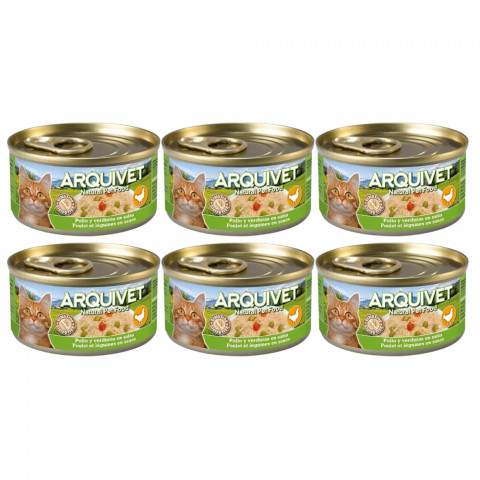 ARQUIVET kurczak w sosie z warzywami - mokra karma dla kota - 6x80g - Galeria zdjęcie 1