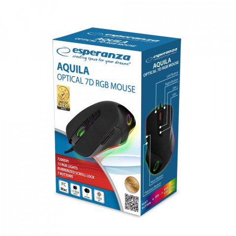 ESPERANZA MYSZ PRZEWODOWA RGB 7D AQUILA EM132 - Galeria zdjęcie 3