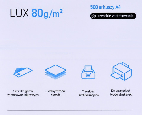 Papier xero ksero biurowy POLLUX (A4; 80g/m2; 500 szt.arkuszy; kolor biały, matowy) - Galeria zdjęcie 2