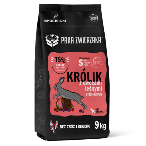PAKA ZWIERZAKA Królik z owocami leśnymi S - sucha karma dla psa - 9kg - Galeria zdjęcie 1