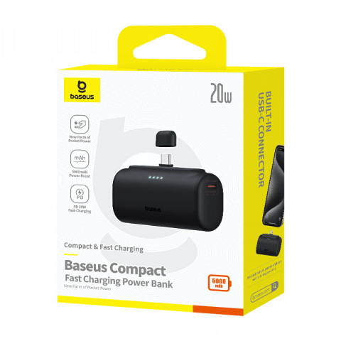 Powerbank Baseus Compact 5000mAh USB-C (czarny) - Galeria zdjęcie 7