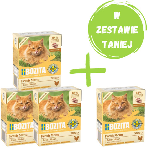 BOZITA Fresh Menu Sterilised Extra Kurczak - mokra karma dla kota - 4x370g - Galeria zdjęcie 1