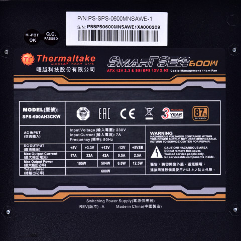 Zasilacz Thermaltake Smart SE2 600W Modular - Galeria zdjęcie 9