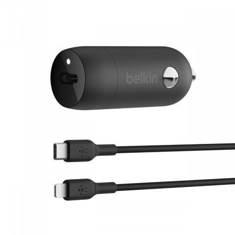 Ładowarka samochodowa Belkin BoostCharge 30W USB-C Car Charger + USB-C to Lightning cable Black - Galeria zdjęcie 1