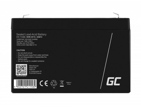 GREEN CELL AKUMULATOR ŻELOWY AGM12 6V 7AH - Galeria zdjęcie 6