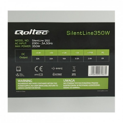 Qoltec Zasilacz ATX SilentLine 350W PFC II - Galeria zdjęcie 2