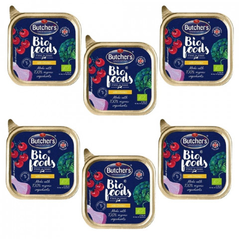 BUTCHER'S BIO Foods Dog - mokra karma dla psa z kurczakiem w formie pasztetu - tacka 6x150g - Galeria zdjęcie 1