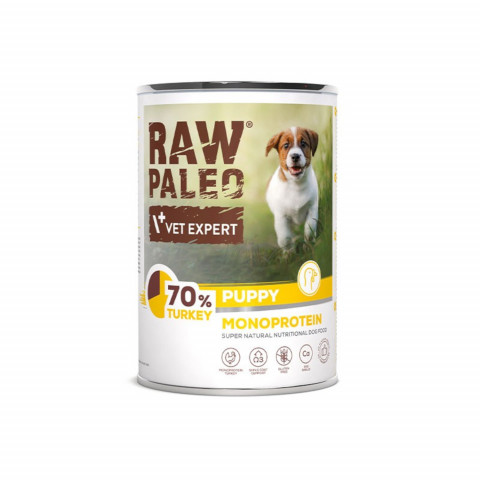 VET EXPERT Raw Paleo Puppy Monoprotein Indyk - mokra karma dla szczeniąt - 400g - Galeria zdjęcie 1