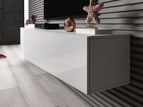 Szafka RTV VIGO SLANT 180cm (2x90) biały/biały poł - Galeria zdjęcie 4