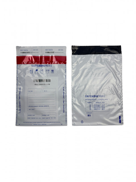 SAFEMONEYBAG Koperty bezpiecznie depozytowe transparent B5 190mmx260mm+35mm 100 szt w opakowaniu - Galeria zdjęcie 3